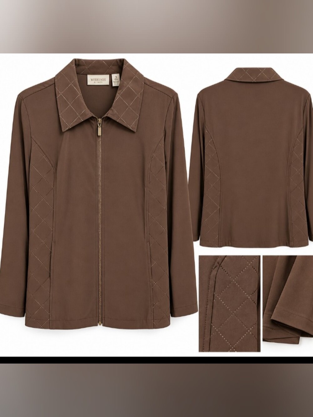 Weekend's By Chico's Brown Zipper Front Women's  Jacket